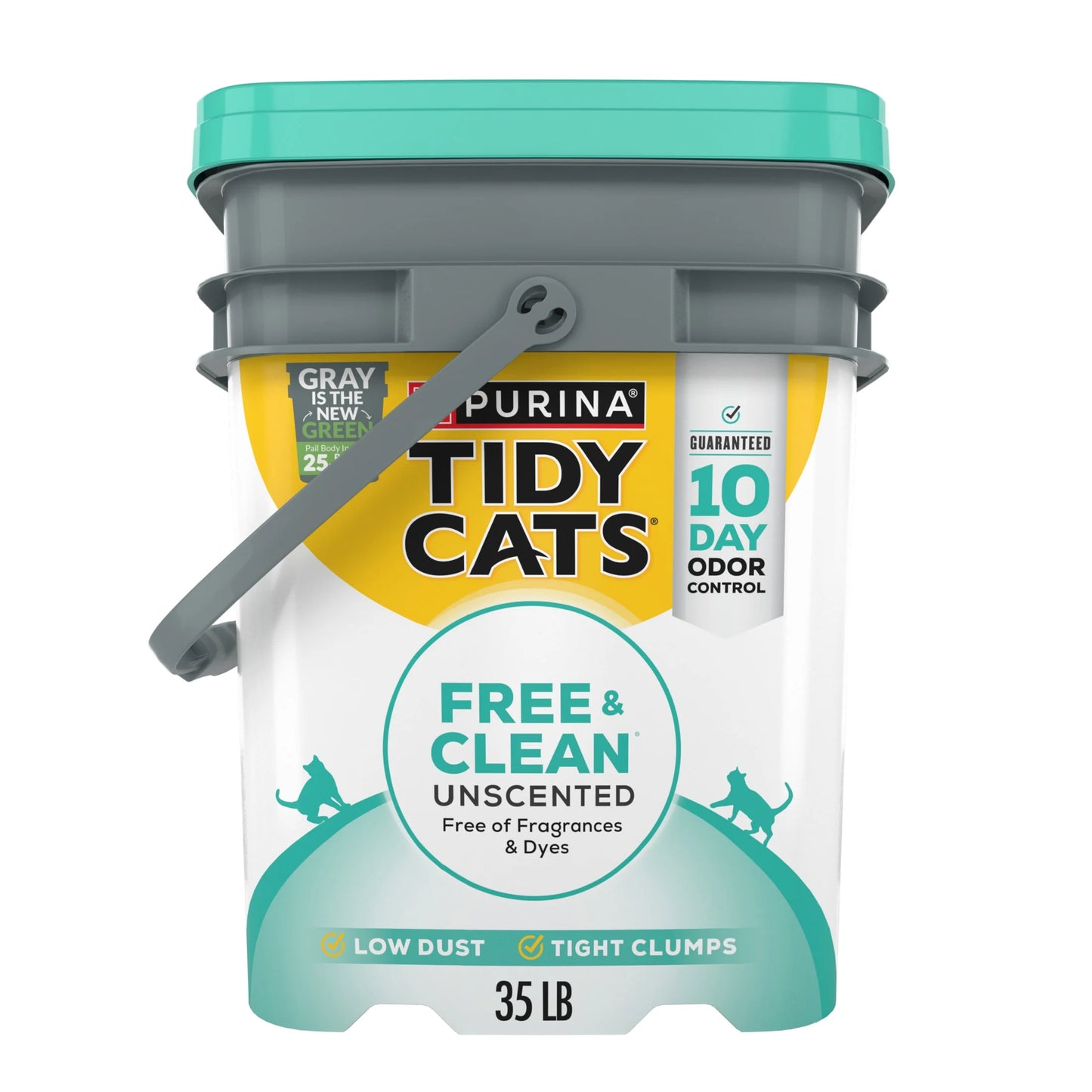 Purina Free & Clean Unscented Cat Litter, Scoopable, Low Dust, Odor Control, 35 Lb. Pail